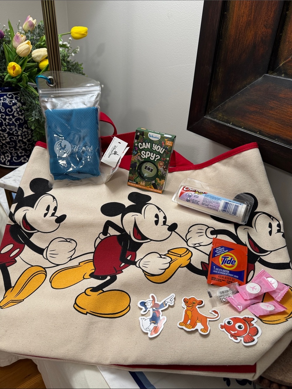 Disney Mickey Canvas Tote Bag - Red Trim, Black & Yellow Accents Bundle #10
